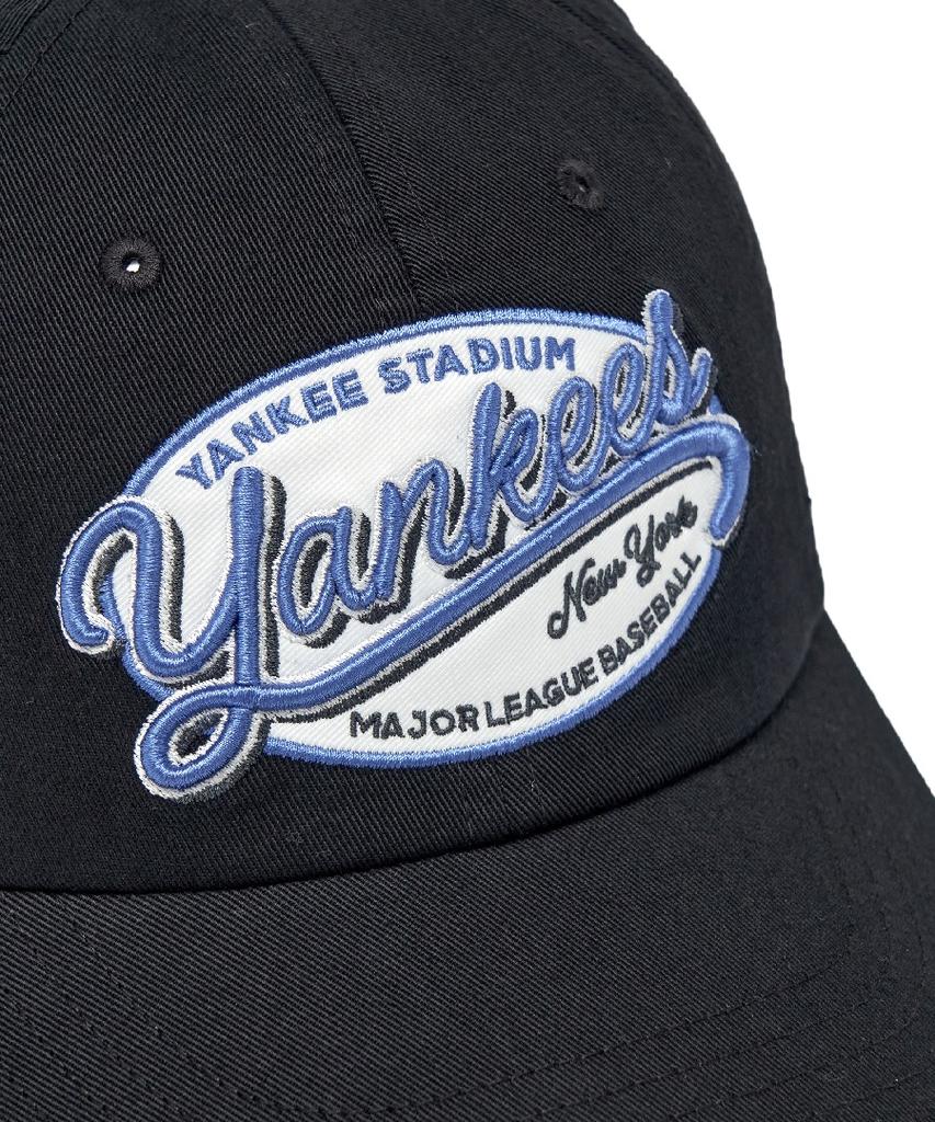 Emelbi Street Oval Cursive Unstructured Ball Cap Ny (Black)