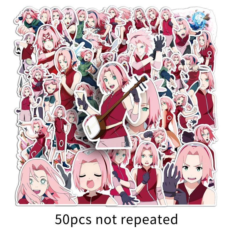 Haruno Sakura Stickers Naruto 50 Pcs Anime Waterproof Decoration Luggage Laptop Notebook Phone Case Stickers Decorations