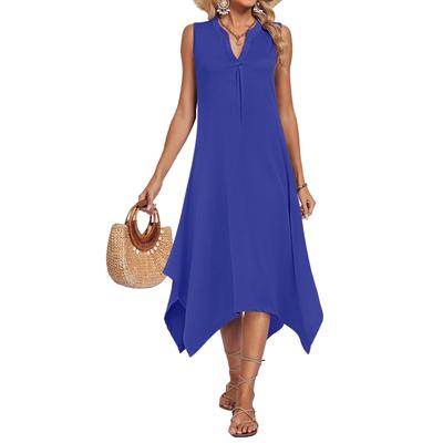 Women's Color Sleeveless Slim Fit Fashionable Long Dress