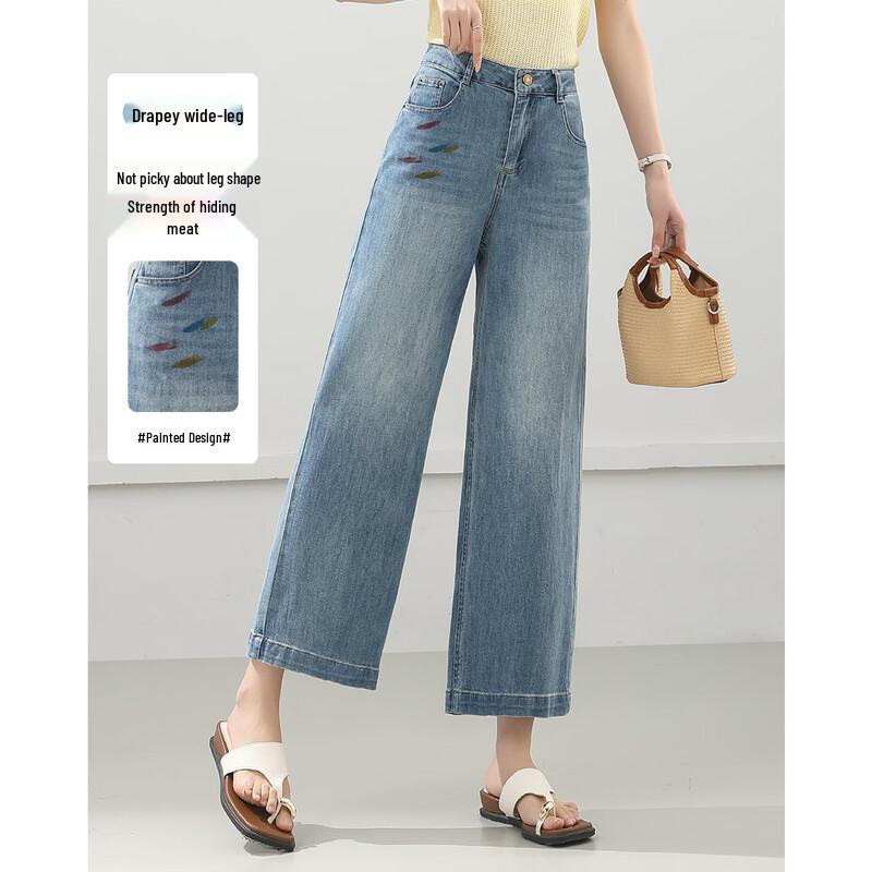 

TERRE BLEUE Women s Cropped Wide-Leg Jeans
