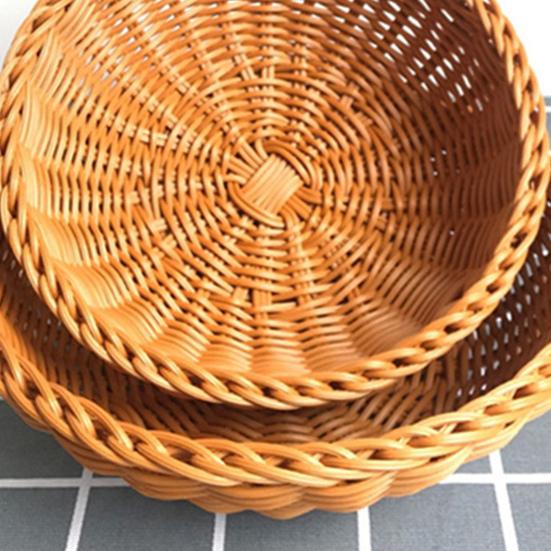 Storage Basket Handcrafted Quick Drainage PP Large Rattan Wave Wicker Serving Basket Kitchen Utensils