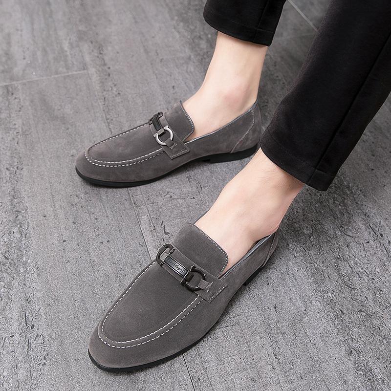 Luxury Designer Suede Green Grey Leather Driving Shoes For Men Formal Wedding Prom Dress Homecoming Sapatos Tenis Masculino