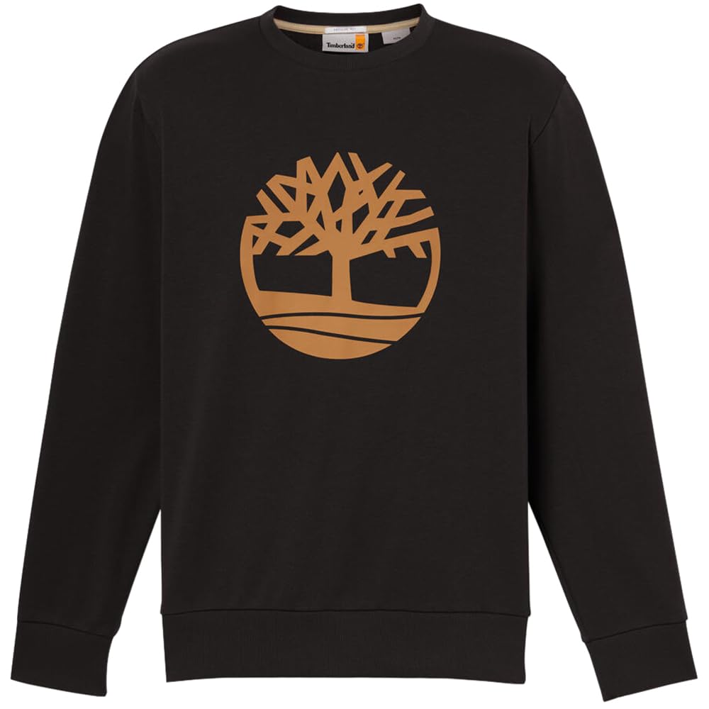 Timberland Men's Tree Logo Loopback Crew Neck Sweatshirt, Black, Size S (TB0A6AZR0011)