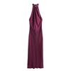 Zbzr Autumn New Women Clothes Western Style Sleeveless Backless Silk Satin Texture Loose Dress 3274548 700