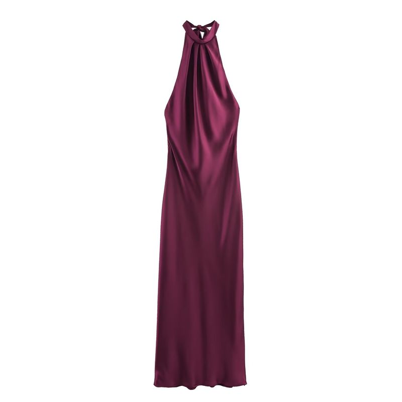 Zbzr Autumn New Women Clothes Western Style Sleeveless Backless Silk Satin Texture Loose Dress 3274548 700