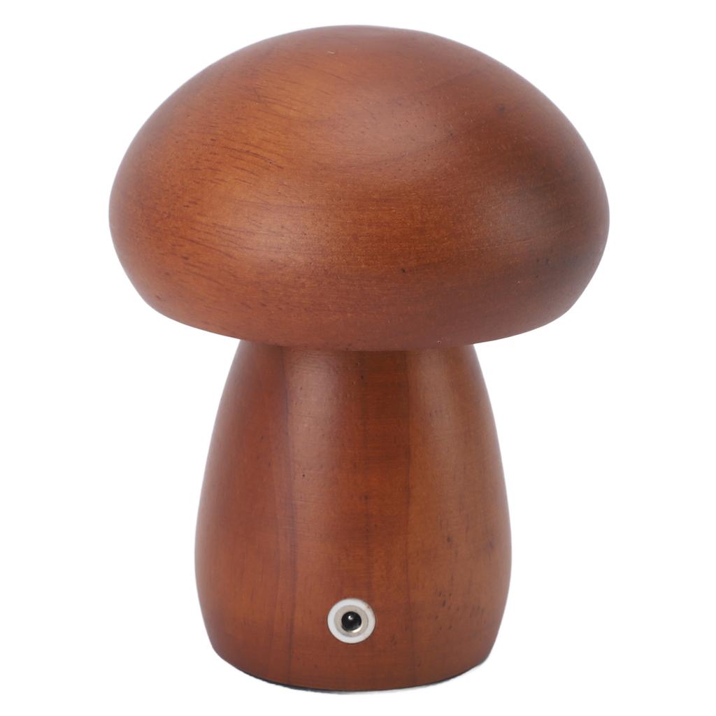 Small Wood Mushroom Lamp USB Charging Cordless Bedside Touch Lamp Portable Dimmable Table Lamp for
