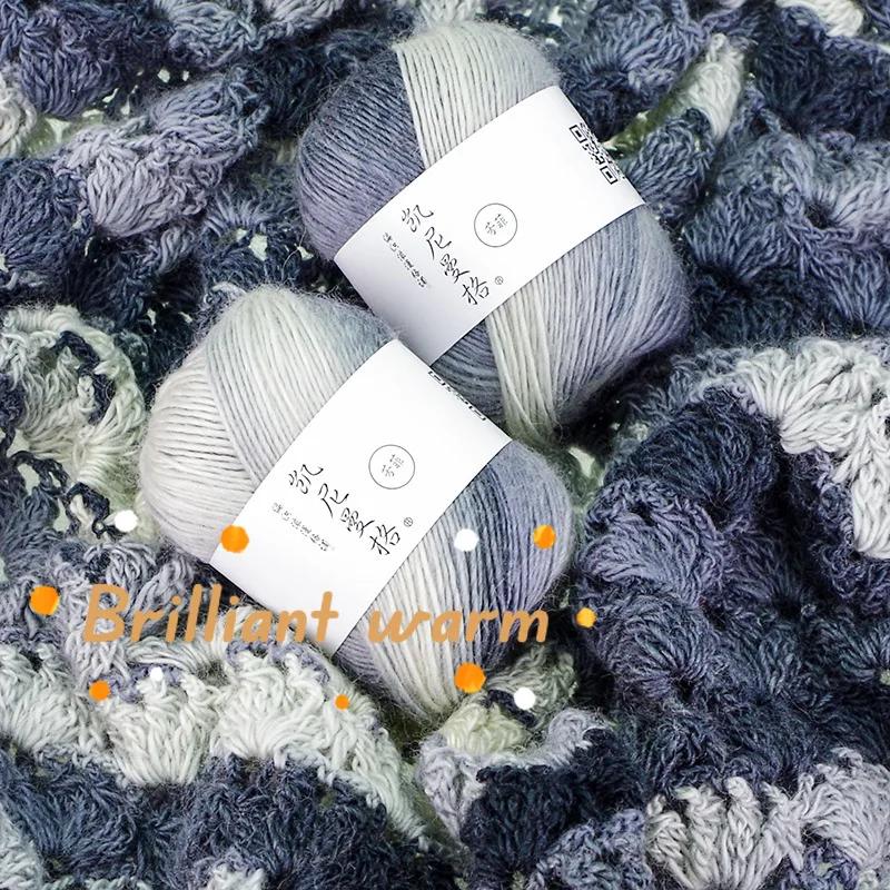 50g/Knäuel Regenbogen Baumwollgarn und Leinen Farbverlauf Handhäkeln Langabschnitt gefärbt Hand DIY Häkeln Schal Schal Zopfgarn Faden