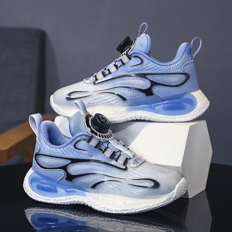 Youth Basketball Shoes: 2026 Rotating Buckle, Lightweight, Non-slip Running Sneakers for Boys