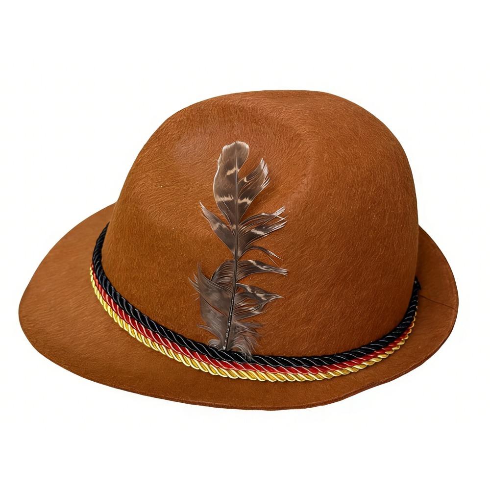 Outdoor Events Dress Up Oktoberfest Hat Fedora Hat Bavarian Feather Decors Hat Panama Jazz Costume Cosplay Cap Photo Props