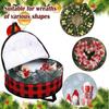 Stackable Plaid Christmas Wreath Storage Bag Waterproof Large Capacity Wreath Storage Container with Zipper and Handles