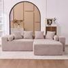 Seção transversal modular com chaise longue em L, sala de estar, quarto, sofá com almofada macia - sem necessidade de instalação - tecido de chenille(Bege)