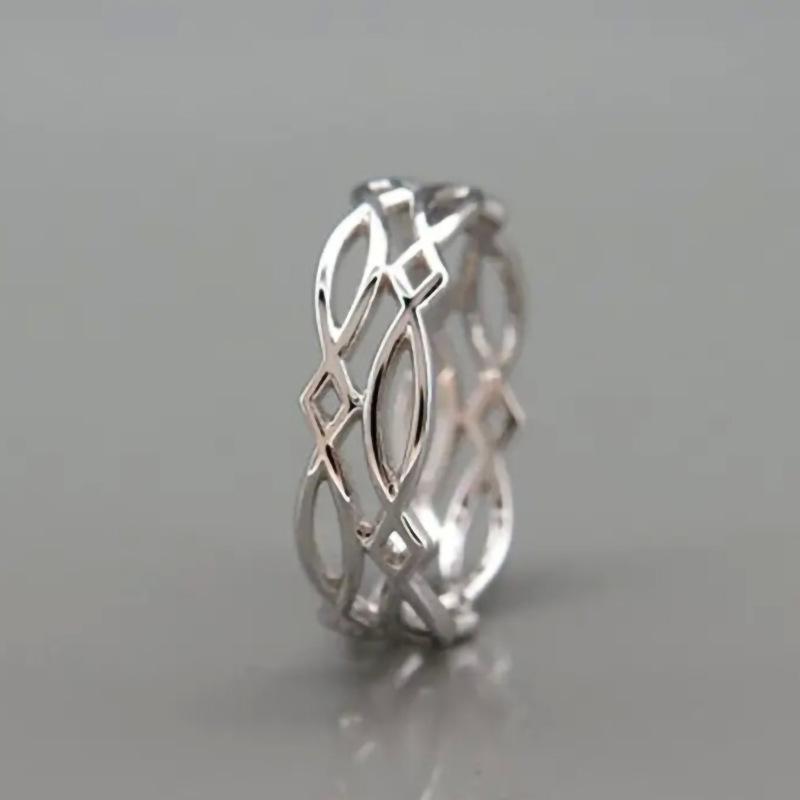 Simple Ring, Wound Hollow Woven Index Finger Ring, Metallic Ring