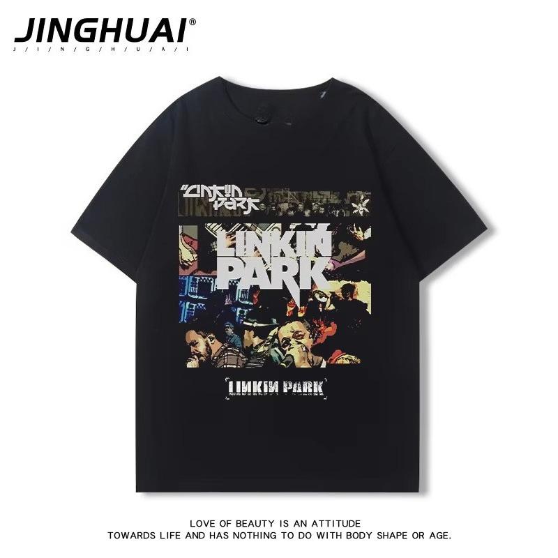 Linkin Park Lincoln Park Band Peripheral Short Sleeve T-Shirt  Loose Vintage Rock Half Sleeve Clothes Large Size Summer Clothing