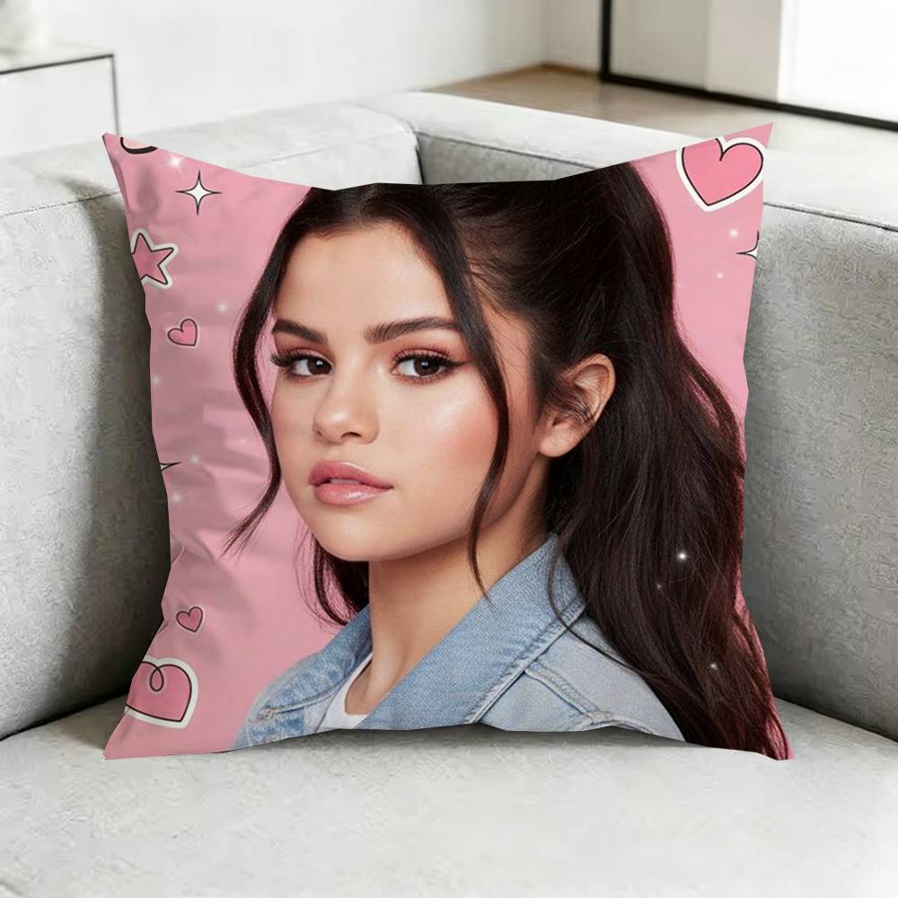 Selena GomezZ Pop Idol Square DoubleSided printed Pillow Case Bedroom Bedside Pillow Sofa Cushion Cover Gift