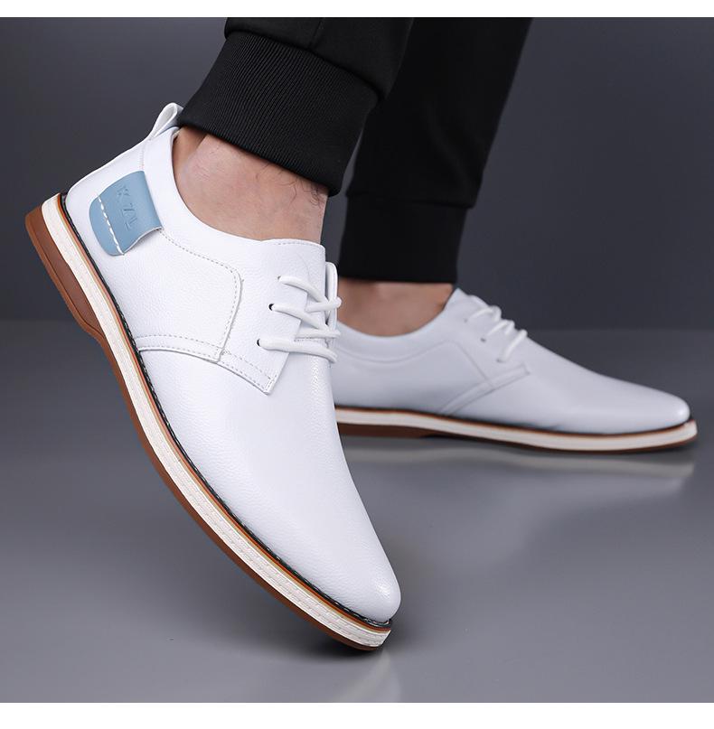 Men's White Hand-Stitched Chelsea Boots, Size 38-50, Rubber Sole, Fashionable Business Casual Shoes