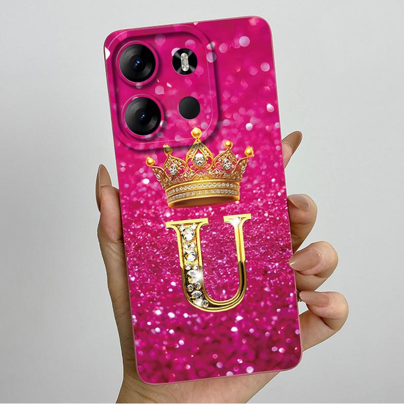 For Tecno Pop 7 Pro Pop7 BF6 BF7 Phone Case Crown Letter Back Cover Soft Liquid Silicone Fundas For Tecno Spark GO 2023 Bumper