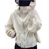 New Arrivals Open Run Women Casual Solid Color Loose Fit Hoodie Windbreaker Zip