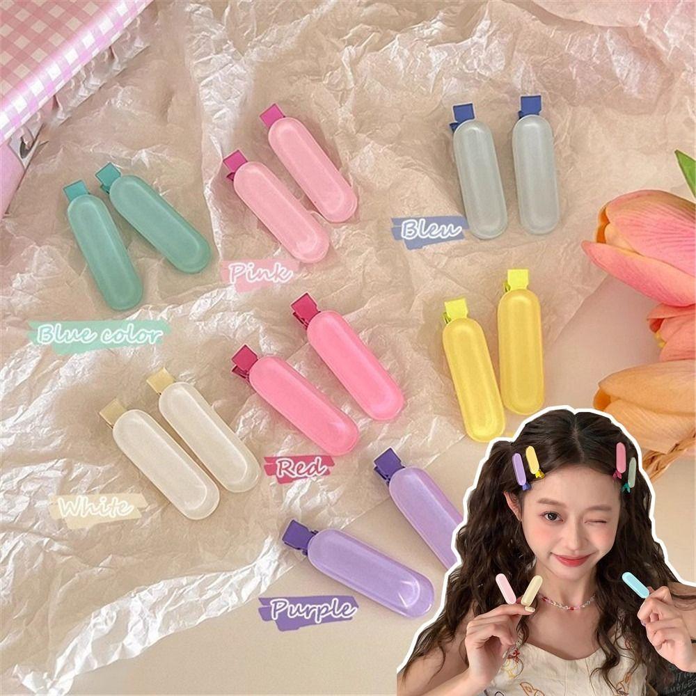 2pcs/set Oval Barrettes Hair Clips Small Headwear Sweet Side Clip  Women Girls