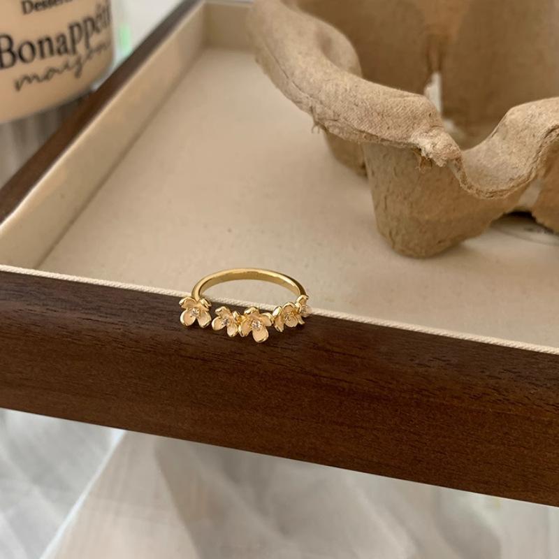 

PANJBJ 925 Sterling SilveDropwise Glaze Golden Ring for Women Girl Gift Fine Butterfly Flower Adjustable Jewelry Dropshipping