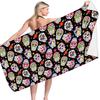 Schädel Strandtuch Mikrofaser Schnelltrocknend Strand Blumenmuster Reise Fitness Spa Damen Mädchen Blume Rose Schädel Große Strandtücher