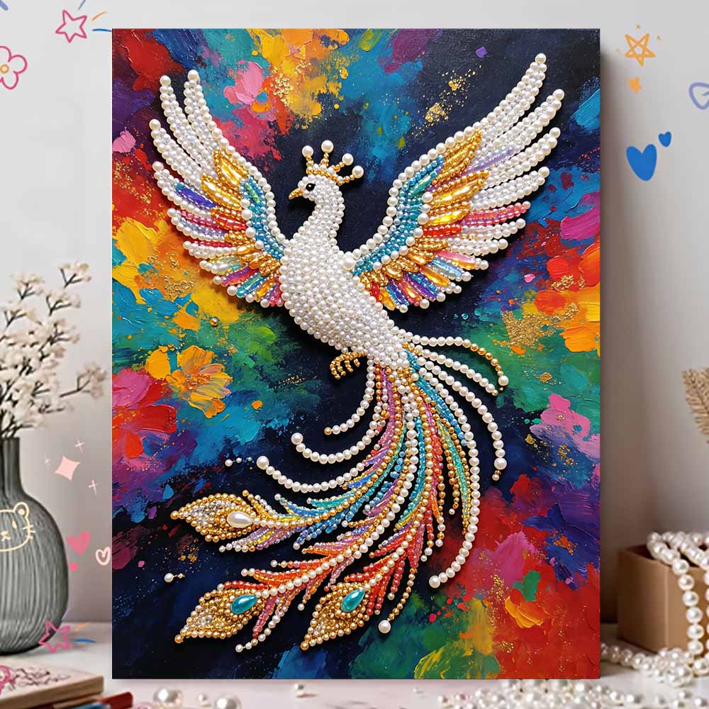 Handmade Colorful Peacock Pearl DIY Painting Creative Interior Wall Art Fine Gift For Household Home Space Beautification Masterpiece Wall Decor