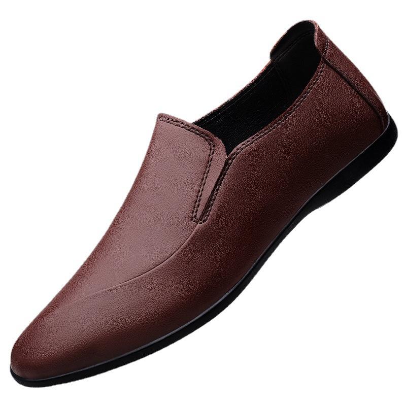 Men's shoes casual leather shoes men's soft leather soft-soled Doudou shoes breathable lazy shoes one pedal driving shoes little white shoes