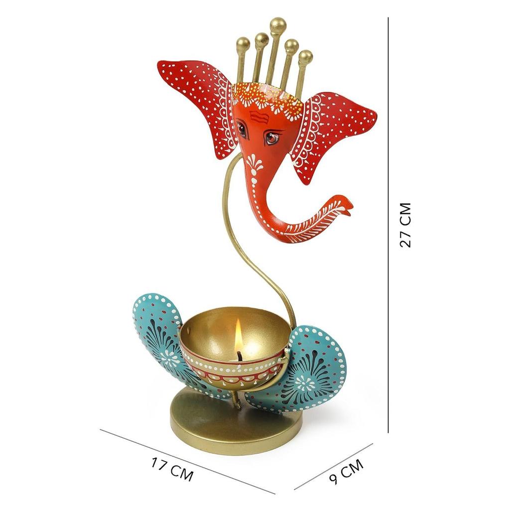 Lord Ganesha Idol Tea Light Holder l Tea Light Holder for Home Decoration, Pooja Room | Corporate Gift Items l Tabletop Gifts for Office Desk