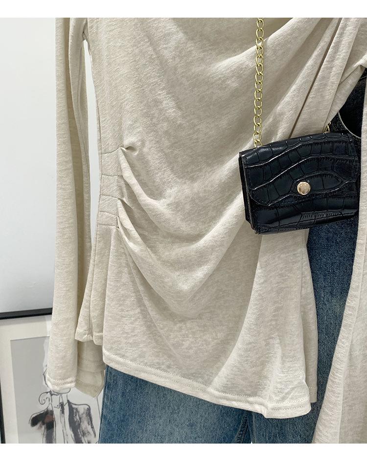 French Transparent Pleated Trumpet Sleeve Blouse - New Sweet & Spicy Women's Top