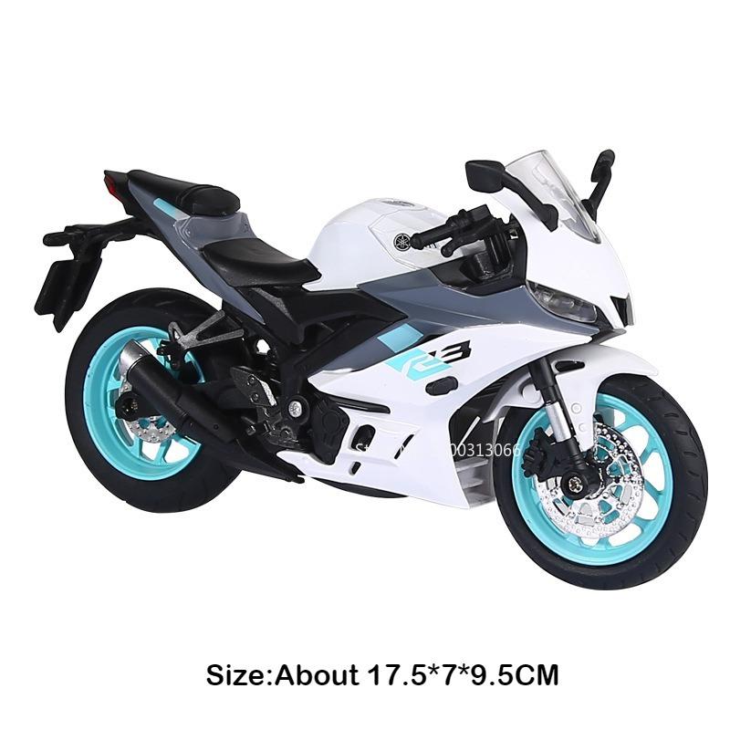 1:12 R3 Suzuki Hayabusa Motorcycle Alloy Cars Toy Diecast Models Rubber Tires with Light Music Miniature Vehicles Model Ornament