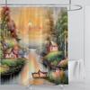 Piante Grafico Tenda da Doccia Impermeabile Tenda da Doccia Tessuto Poliestere Stampa 3D Tende da Bagno Decorazione Bagno Con Ganci