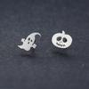 Ghost Pumpkin Stud Earrings 925 Stirling Silver Halloween Women Jewellery