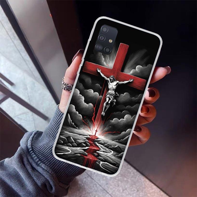Christian Cross Design Phone Case For Samsung Galaxy A52 A51 A50S A32 A22 A12 A02S A72 A71 A31 A70 A30S Note 20 Ultra 10 Plus S1