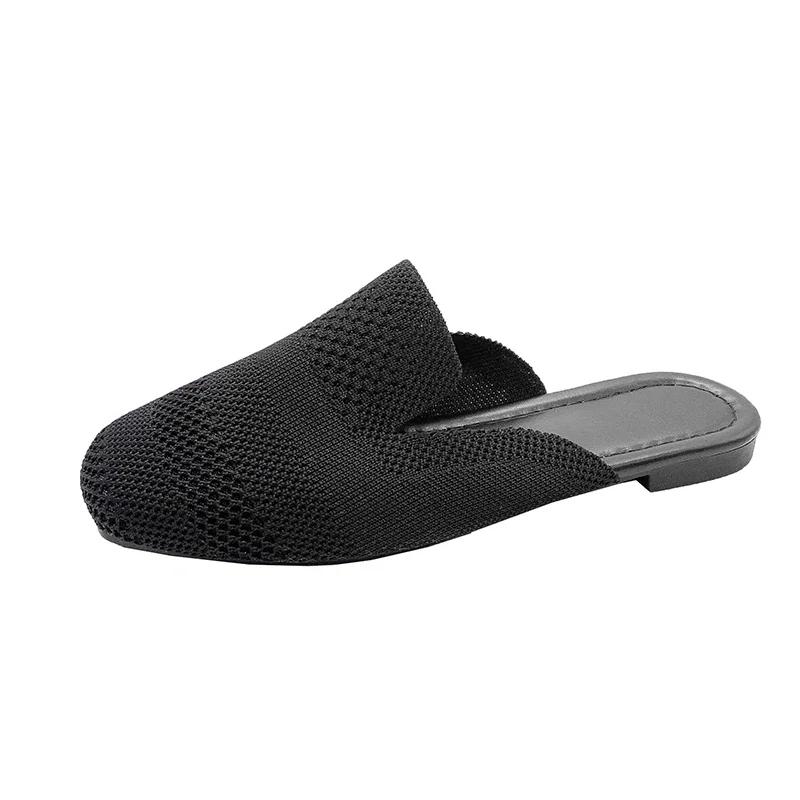 French Minority Slippers Fairy Shoes To Wear New Summer Soft Bottom Baotou Hollow Woven Flat Shoes for Women Maximum Size 42