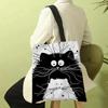 1pcs Linen Shopper Reusable Tote Cute Cats Print Grocery Storage Bag Portable Large Capacity Shoulder Bag Shoulder bag
