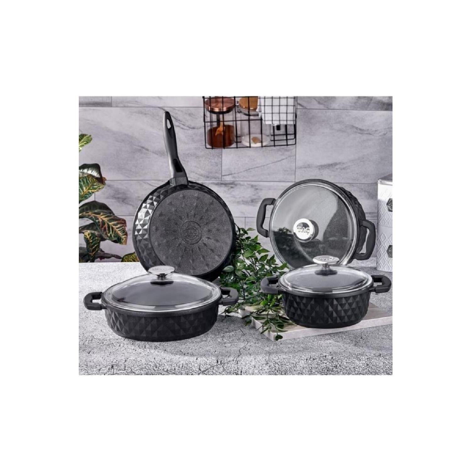 

Carabella Cast Iron 7 Piece Cookware Set With Glass Lid Black - Tac-3817 чёрный