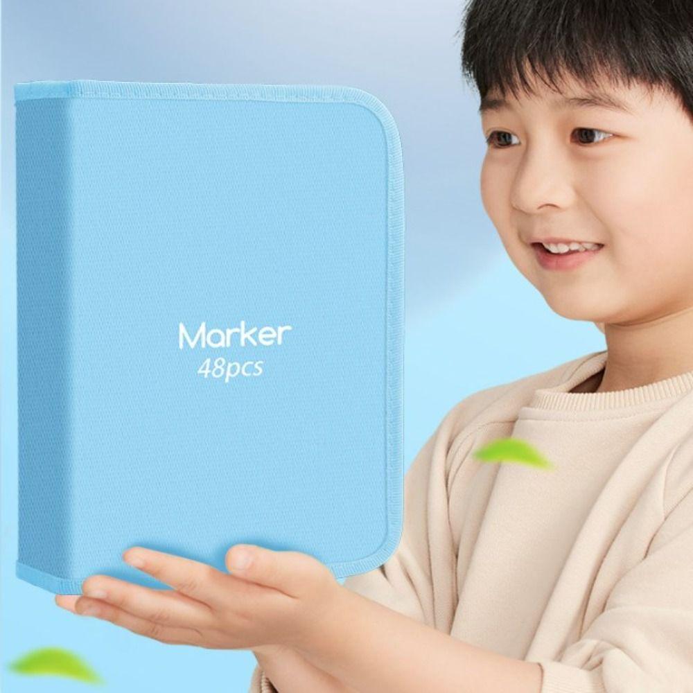 Zipper Art Marker Pen Storage Bag Folding Marker Pen Contaioner  For 24/36/48/60Pcs