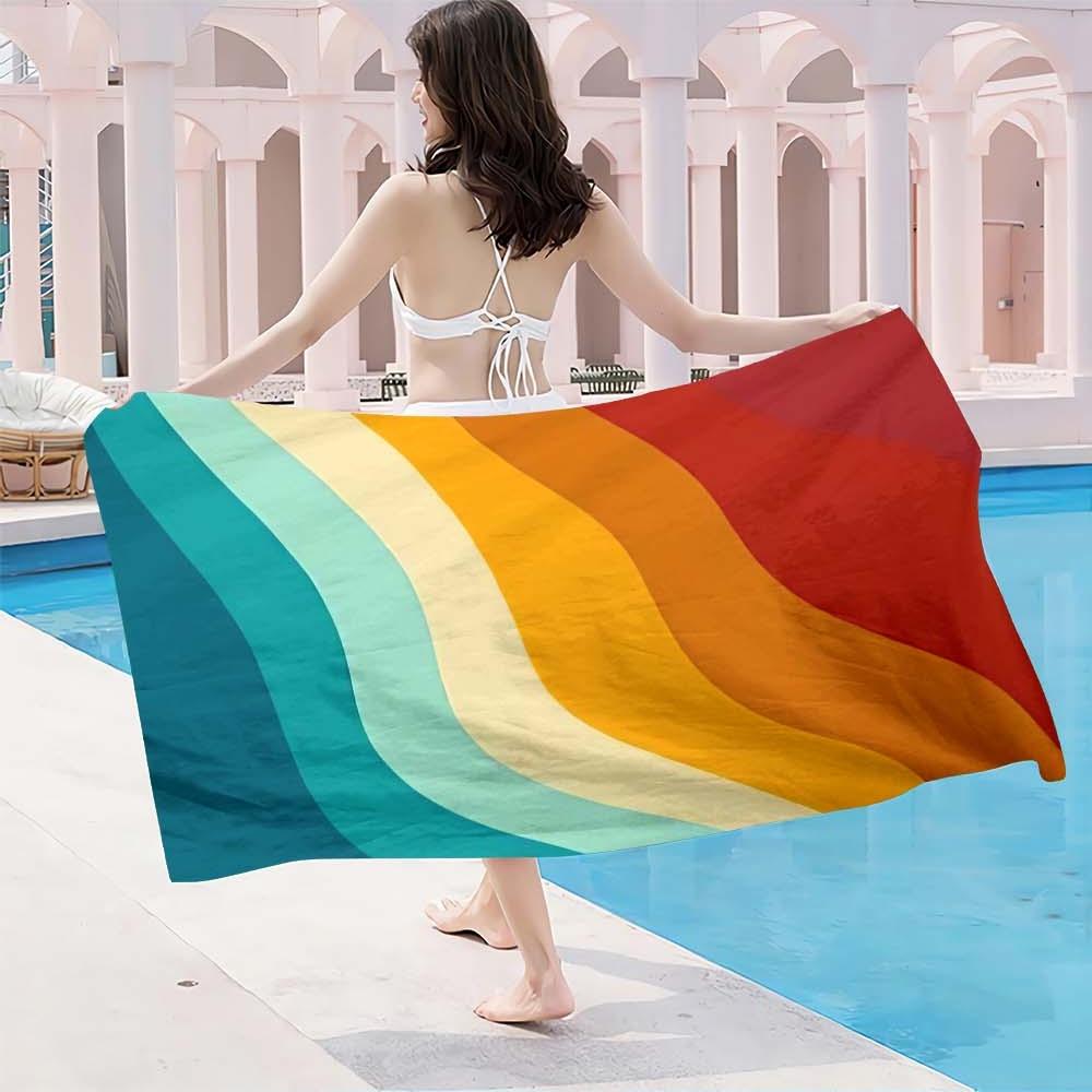 1pc Oversized Lightweight Quick Dry Colorful Microfiber Beach Towel Multipurpose Travel Scarf Picnic Blanket Summer Essential