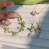 Fashion Lily of The Valley Pearl Green Ear Hook for Women Fashion Elegant White Flowers Drop Earrings Wedding Party Jewelry