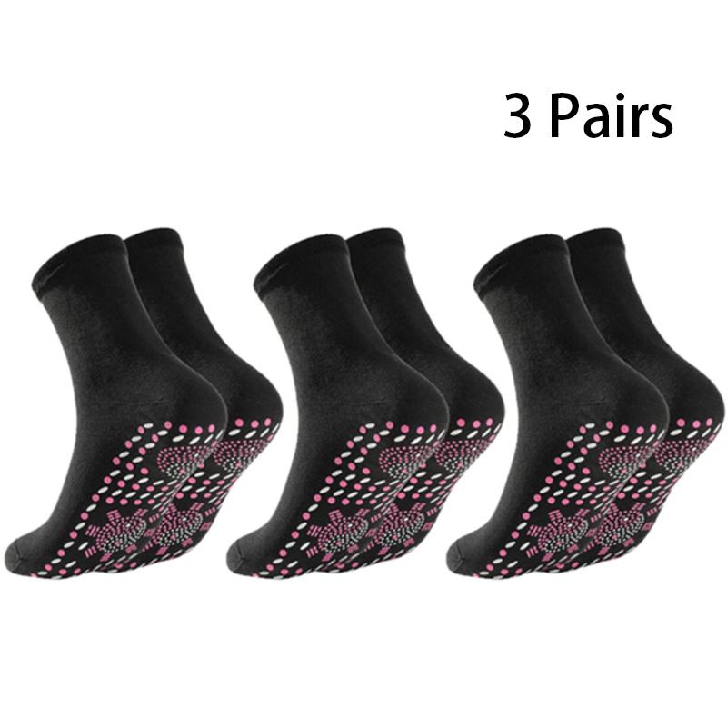 

Магнитные носки унисекс самонагревающиеся носки для ухода за здоровьем турмалиновая терапия удобный дышащий массажер для ног теплый 3Pairs чёрный