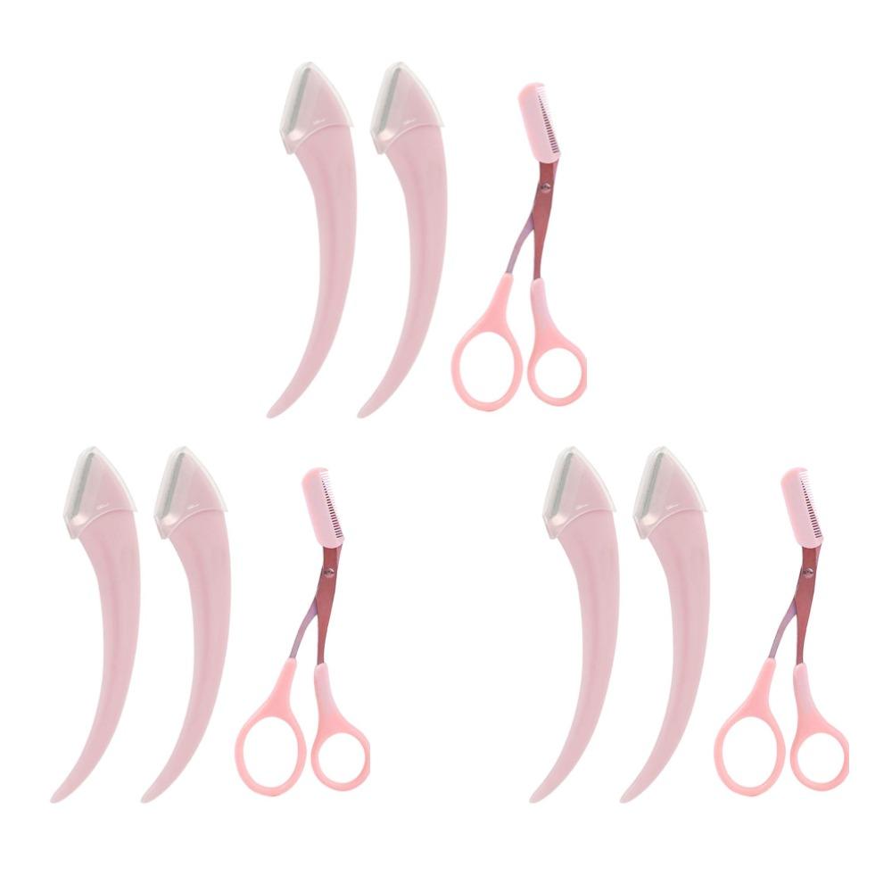 Eyebrow Trimming Knife Face Razor With Comb Brow Trimmer Scraper Accessories For Women Professional Eyebrow Scissors