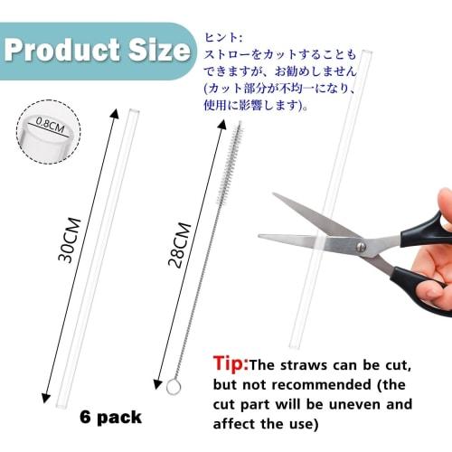 [Limited Edition] Clear Plastic Straws, Reusable with Cleaning Brush, for 40 Oz and 30 Oz Water Cups (6)
