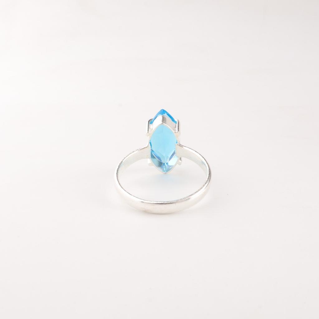 Swiss Blue Topaz Gemstone 925 Sterling Silver Jewelry Handcrafted Designer Ring RR-65-3