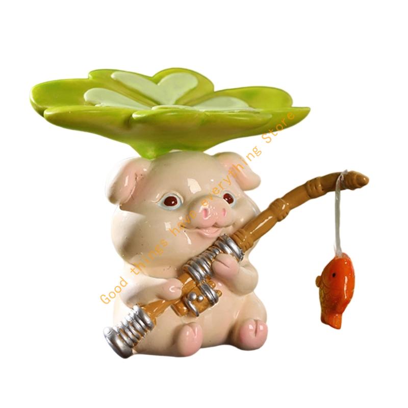 

55KF Handcrafted Resin Animal Fishing Statue Desktop Decorative Piece For Office Desk Living Room Display