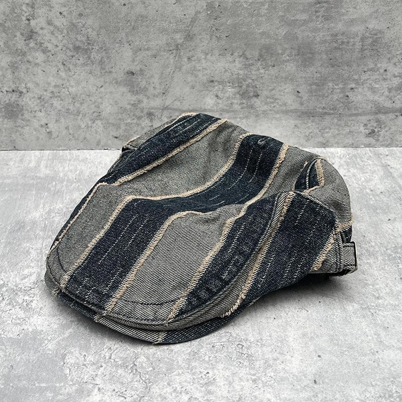 Spring And Summer Striped Retro Cap Men'S And Women'S Beret Versatile Retro Forward Hat