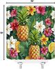 Tropical Pineapple Hibiscus Flower Shower Curtain 70X70 Inches Hawaiian Summer Theme Bathroom Decor