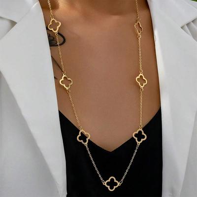 Aomogo Edelstahl Neues Hohl Vierblättriges Kleeblatt Anhänger Halskette Einfaches Mode Design Schlüsselbein Kette Schmuck Geschenke