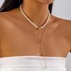 Elegant Multilayer Tassel Chain Pendant Necklace For Women Vintage Creative Natural Blue Stone Chocker Necklace Wedding Jewelry