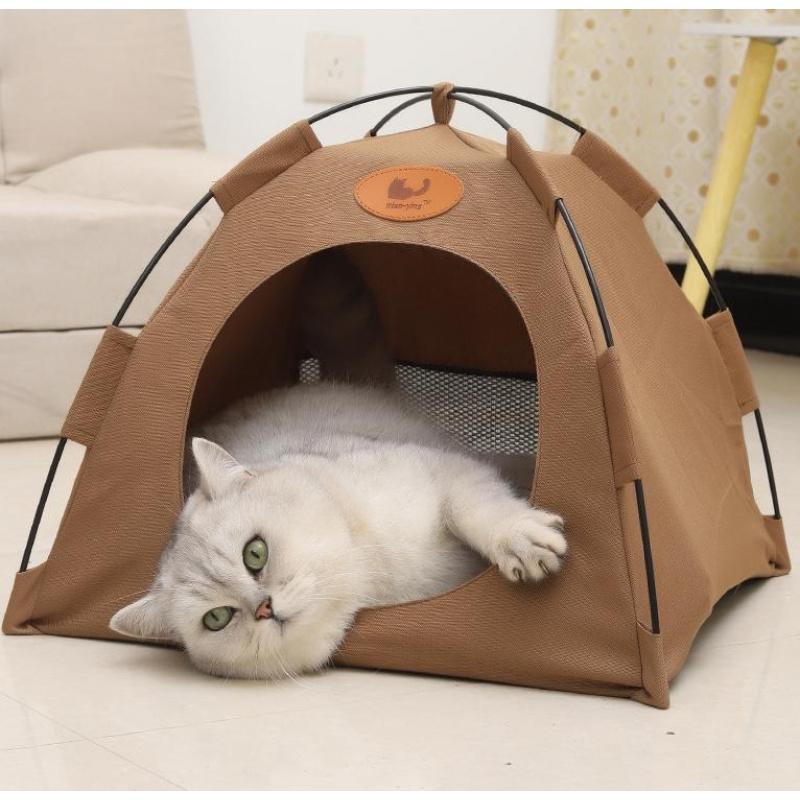 Foldable Pet Tent with Removable Mat | 4-Season Waterproof Outdoor Cat&Dog House | Portable Travel Bed for Camping/Hiking | Brea