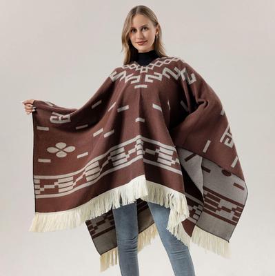 High-End Knitted Tassel Pullover Cape for Women: Warm, Stylish European & American Shawl