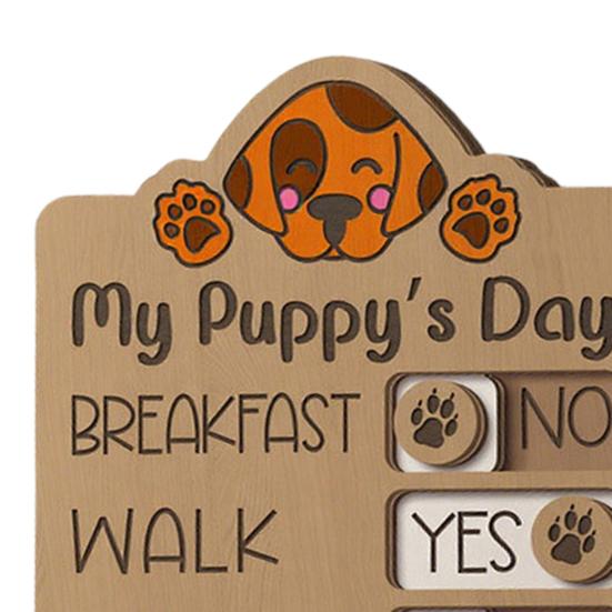 Pet Feeding Reminder Wooden Dog Task Tracker Board Rustic Pet Care Checklist